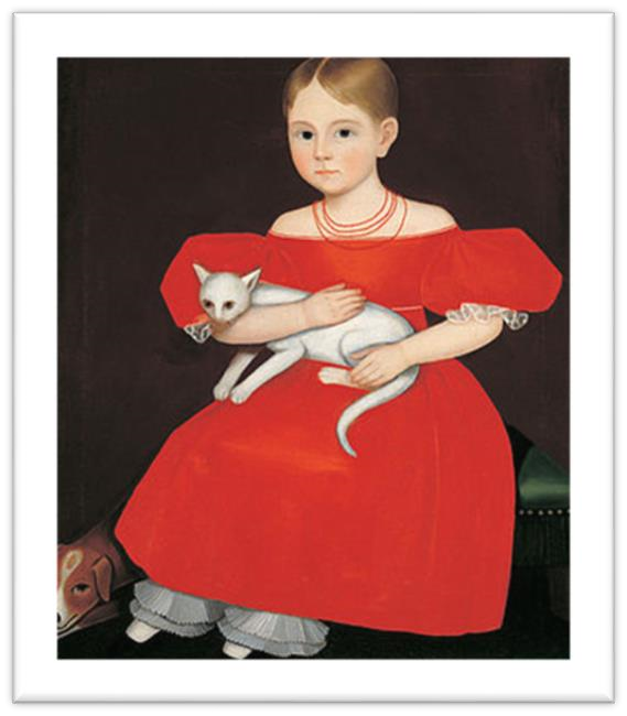Ammi Phillips, a portrait of a girl in a red dress — one of several