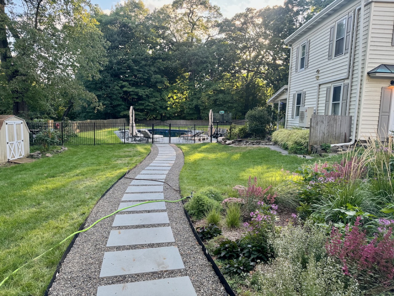 Looking back toward the house through the plantings